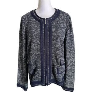 Talbots Women’s Knit Sweater Softshell Jacket Full Zip Cardigan size 16 Blue